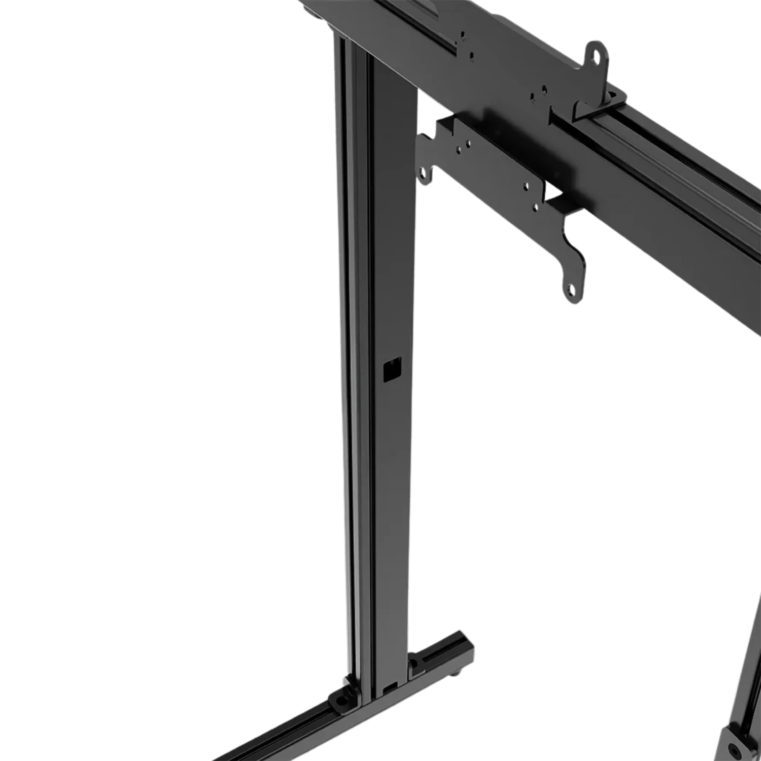 Rear perspective of the SIMGASM Apex stand showing 40 x 80 mm profiles and branding